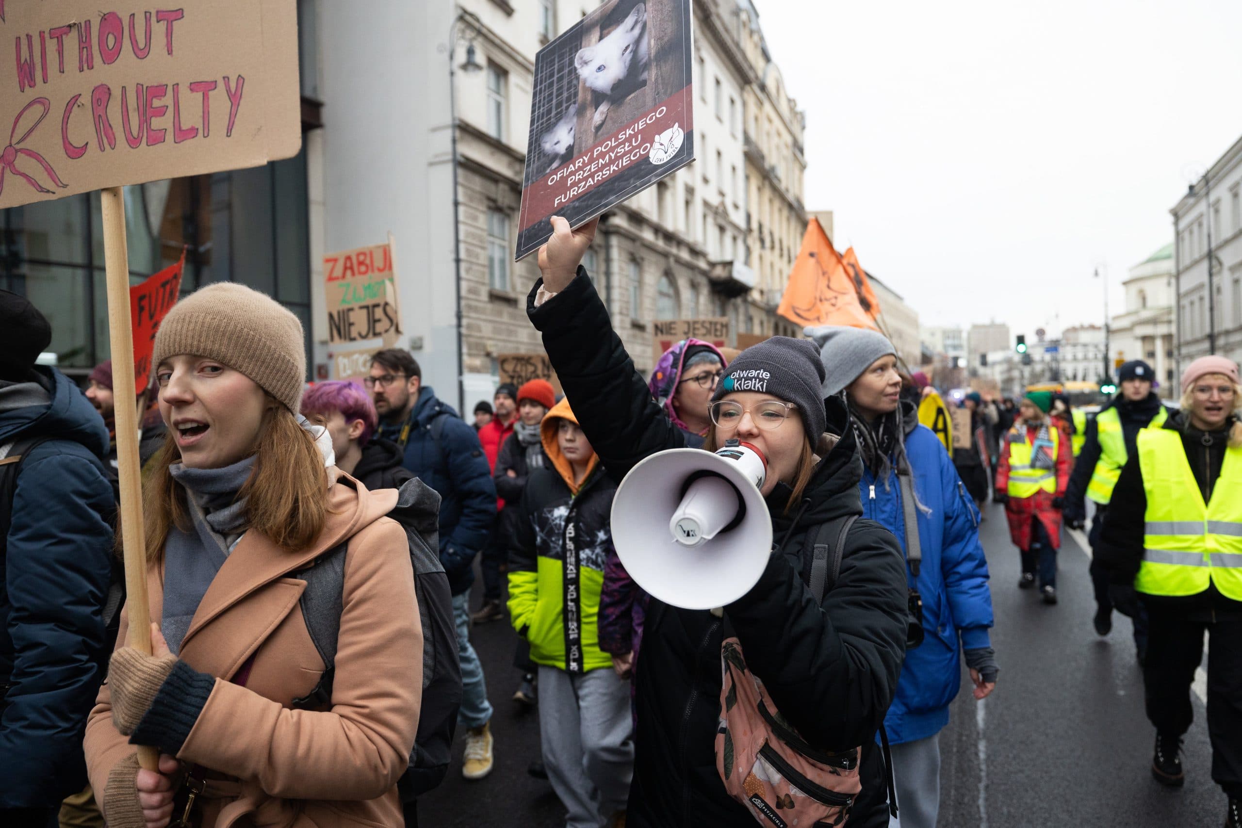 Protest przeciwko hodowli zwierząt na futro